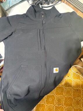 Carhartt Black Full-Zip Hooded Work Jacket with Chest Pocket